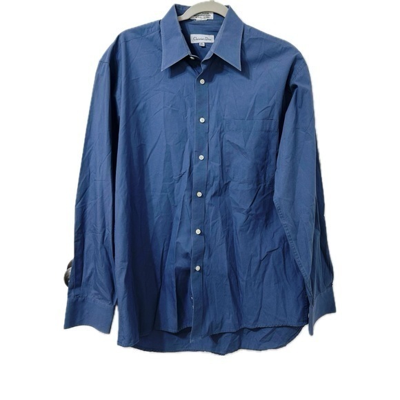 Men’s Vintage Christian Dior Button Down Dress Shirt in Faded Navy
